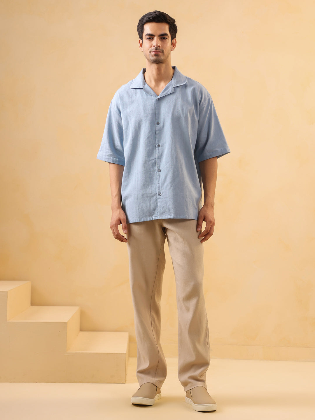 Oversized Light Blue Short Sleeve Shirt