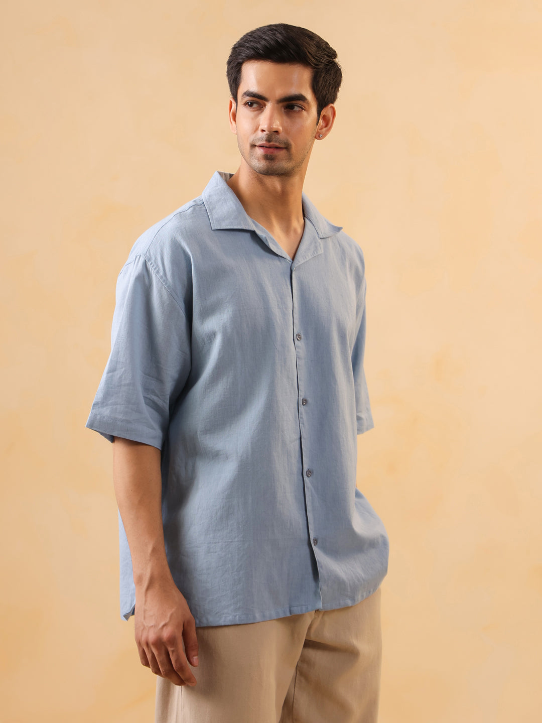 Oversized Light Blue Short Sleeve Shirt