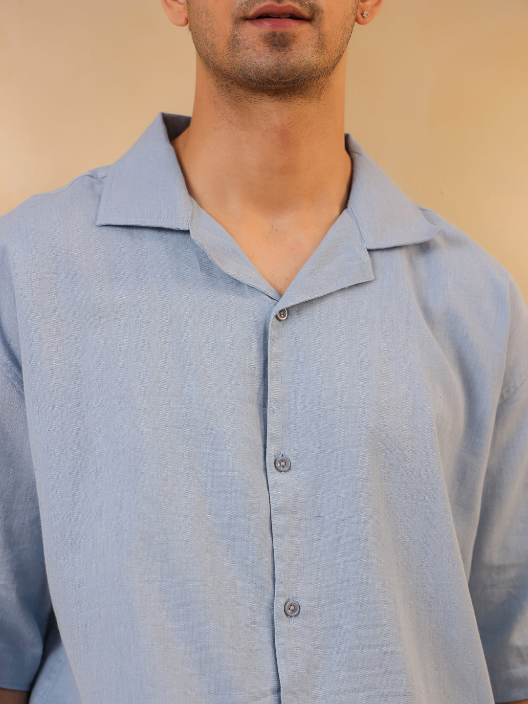 Oversized Light Blue Short Sleeve Shirt