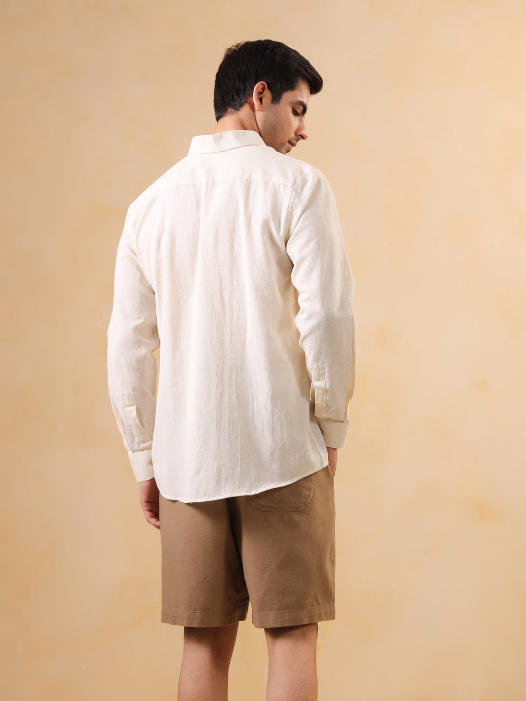 Classic Cream Textured Cotton Shirt