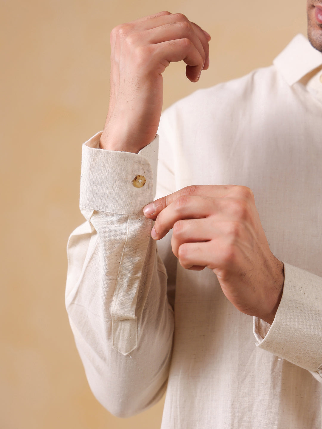 Classic Cream Textured Cotton Shirt