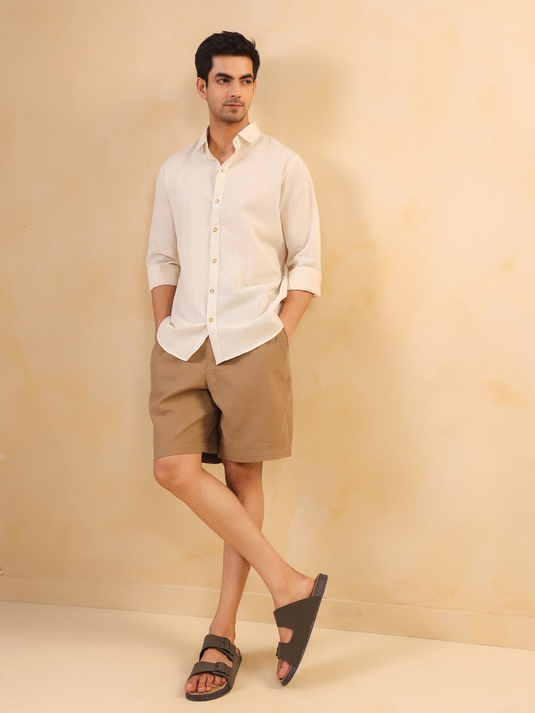 Classic Cream Textured Cotton Shirt