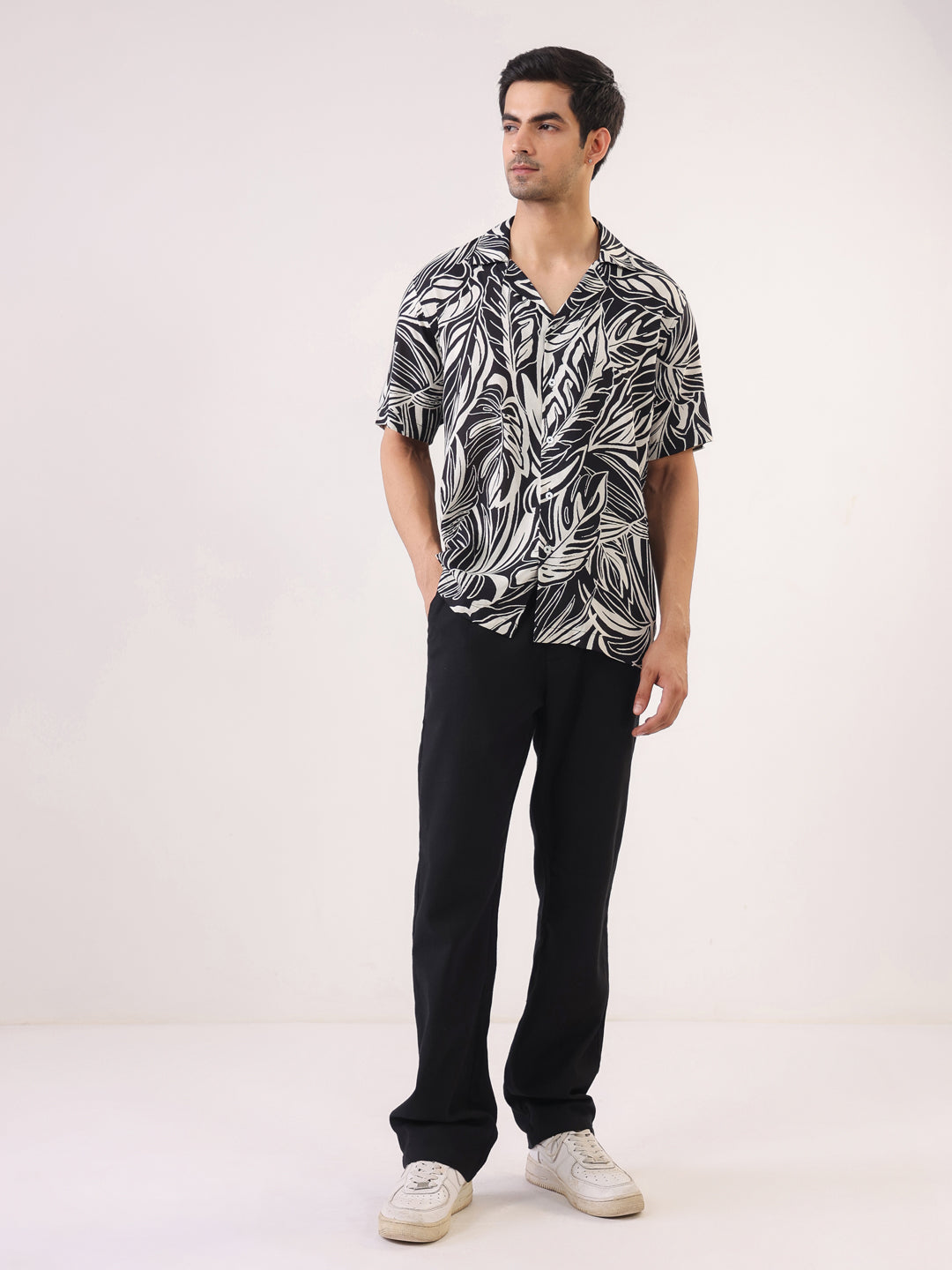 Tropical Noir Leaf Shirt