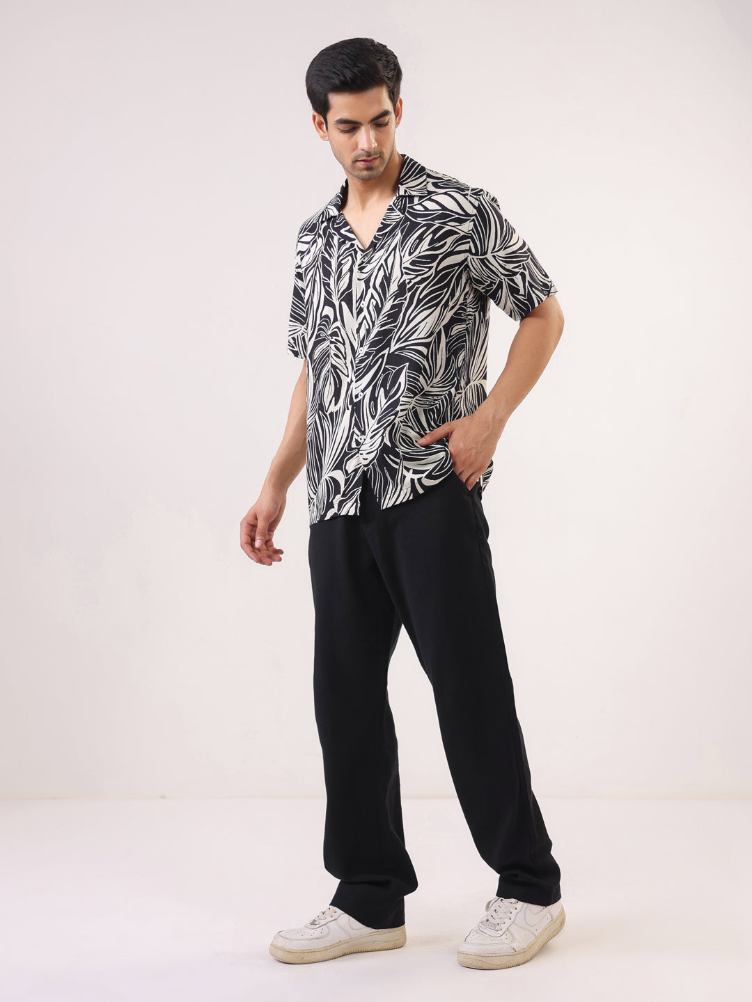 Tropical Noir Leaf Shirt
