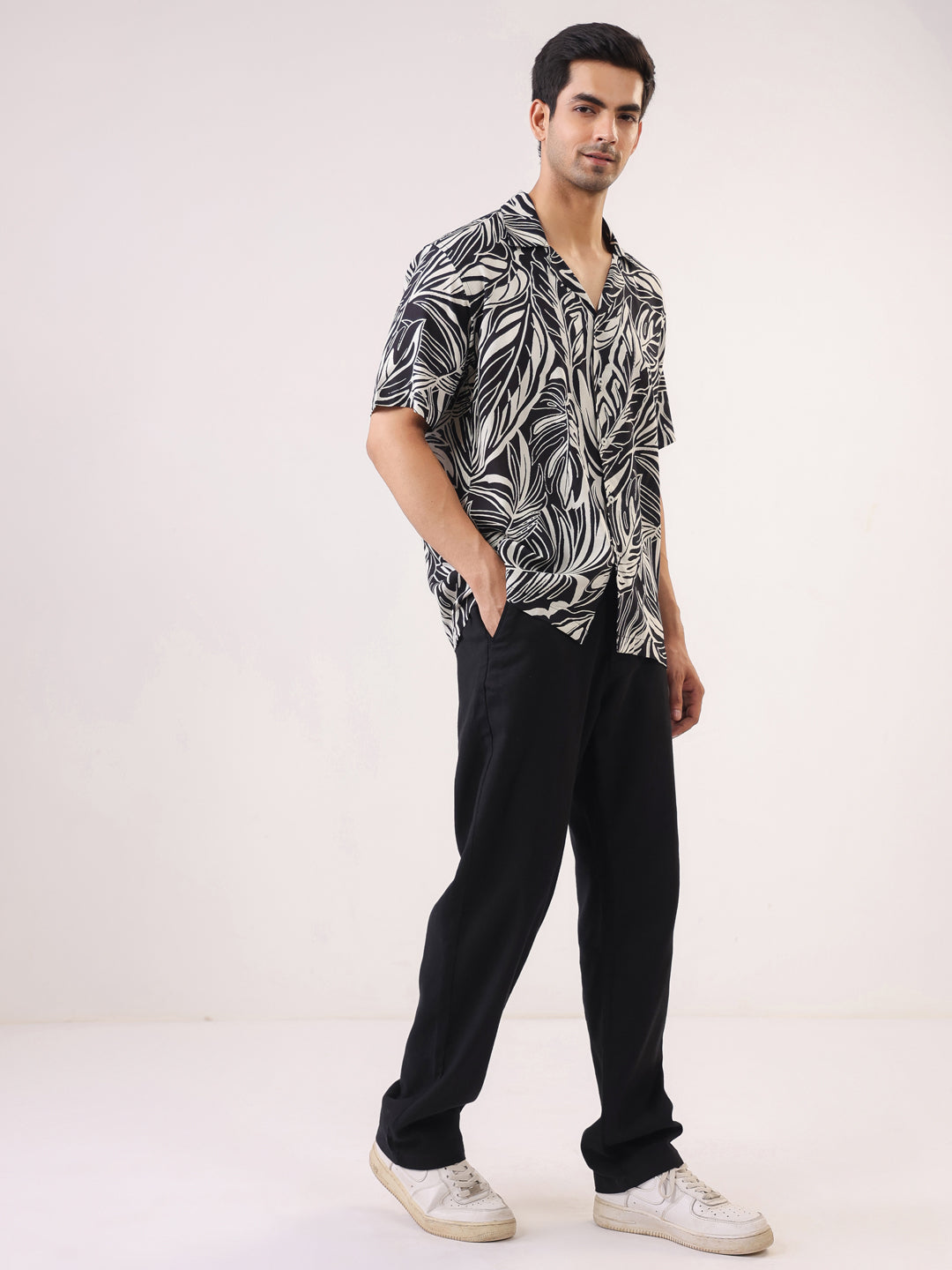 Tropical Noir Leaf Shirt