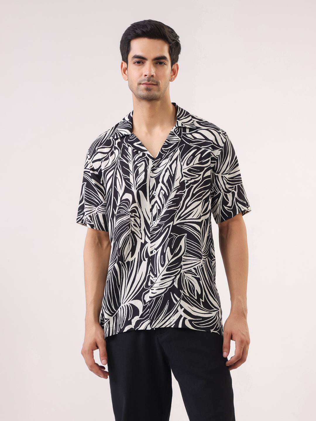 Tropical Noir Leaf Shirt