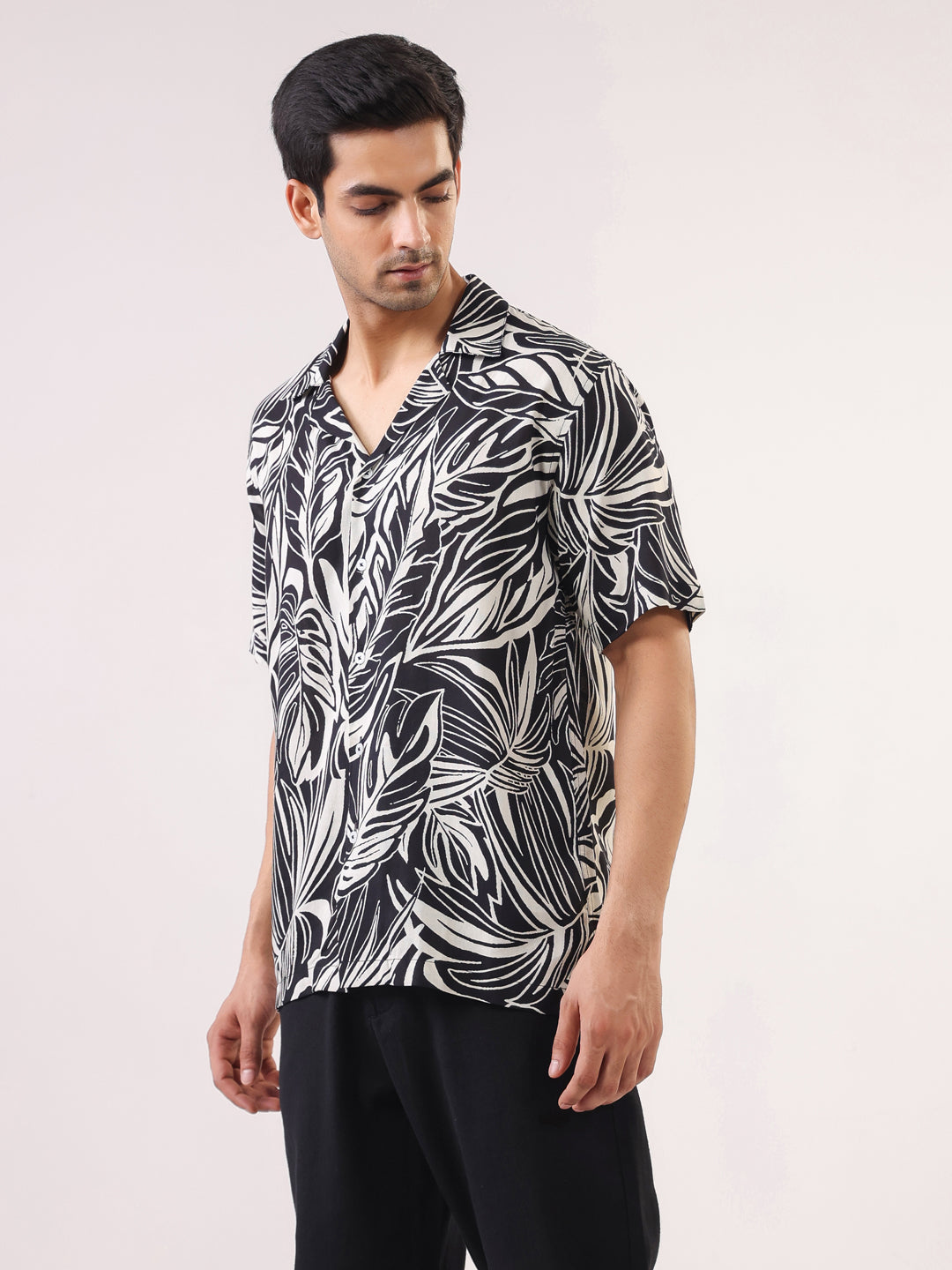 Tropical Noir Leaf Shirt