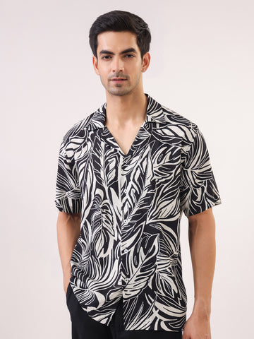 Tropical Noir Leaf Shirt