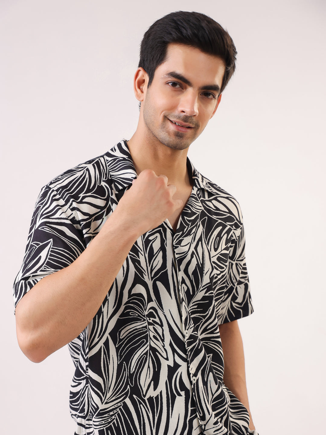 Tropical Noir Leaf Shirt