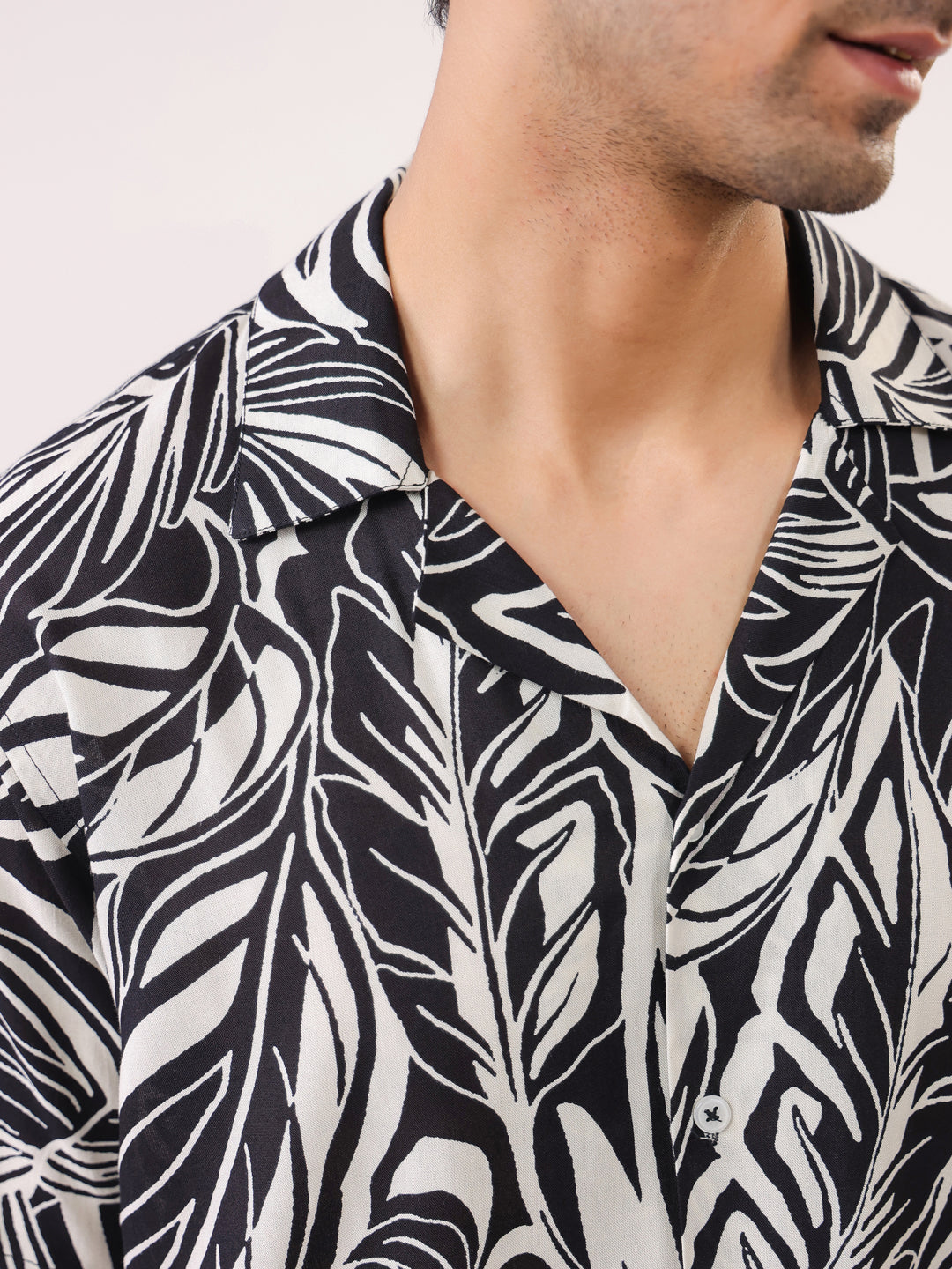 Tropical Noir Leaf Shirt
