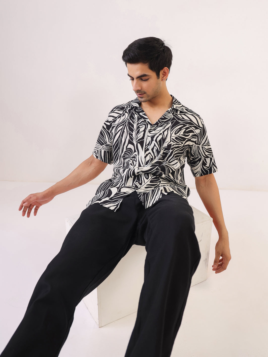 Tropical Noir Leaf Shirt