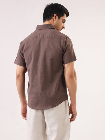 Men's Solid Brown Half Sleeve Casual Shirt