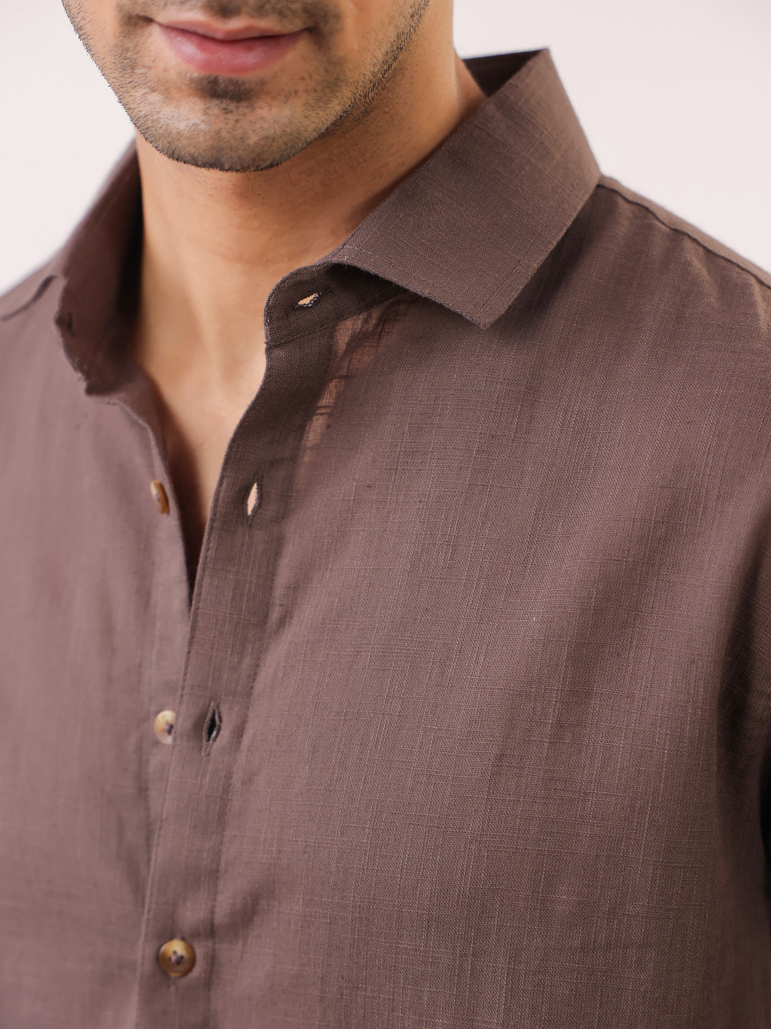 Men's Solid Brown Half Sleeve Casual Shirt