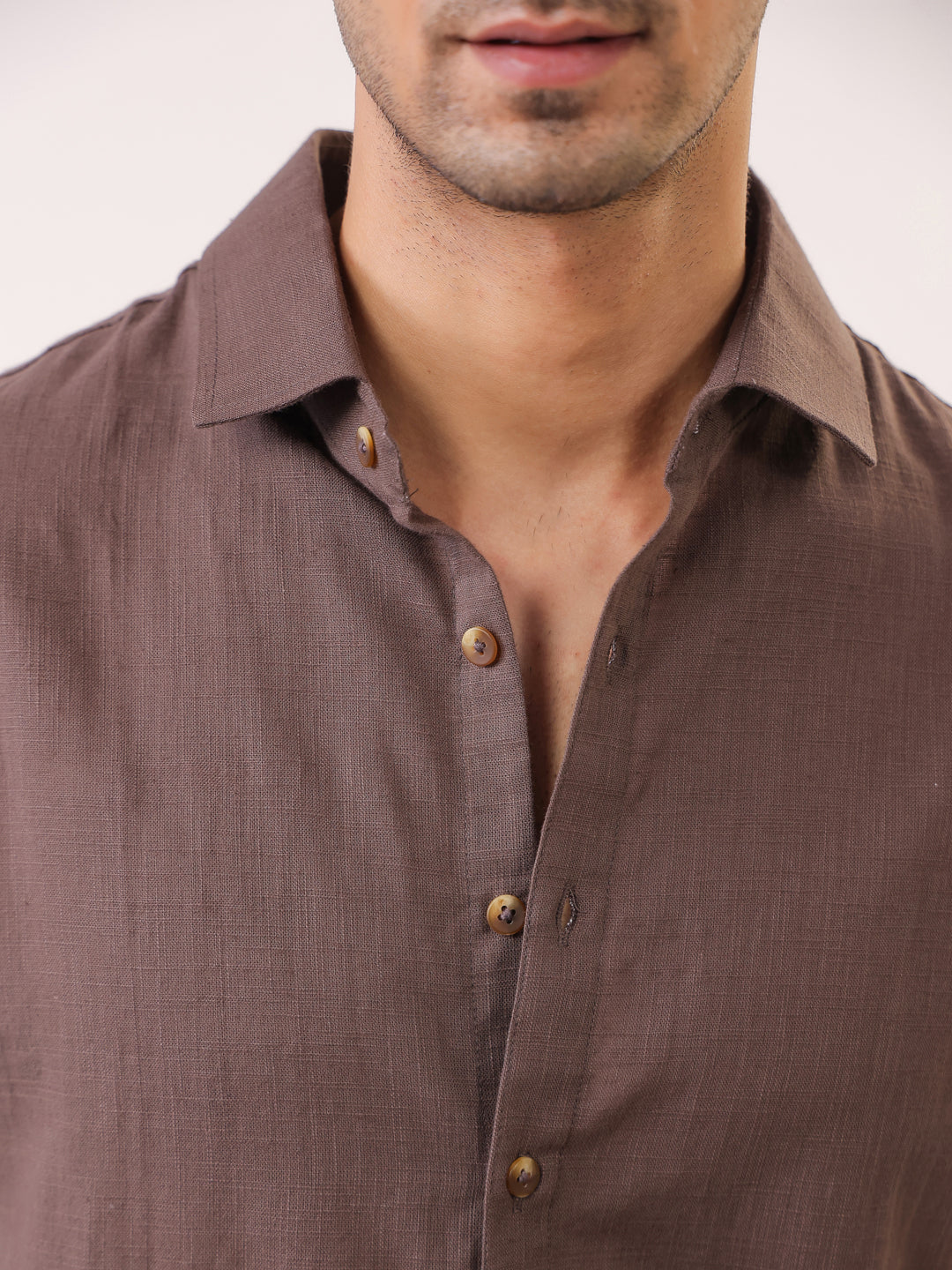 Men's Solid Brown Half Sleeve Casual Shirt