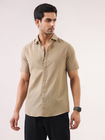 Light Beige Short Sleeve Shirt for Men