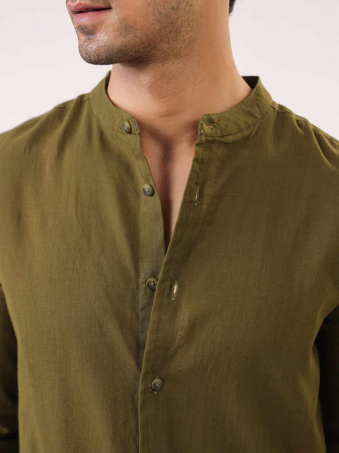 Olive Crest Men’s Mandarin Collar Shirt