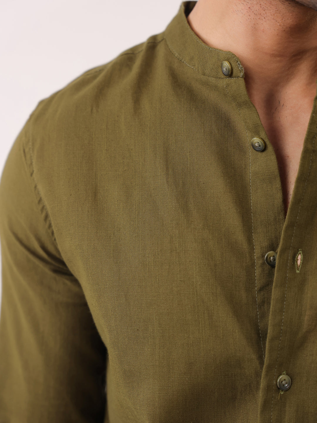 Olive Crest Men’s Mandarin Collar Shirt