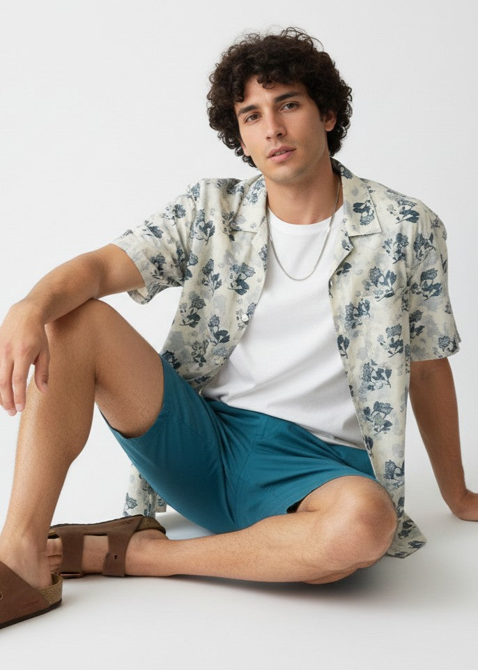 Men's Relaxed Fit Floral Half Sleeve Shirt