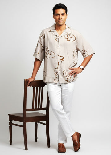 Sandwave Floral Outline Cuban Shirt