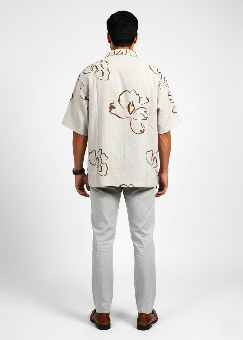 Sandwave Floral Outline Cuban Shirt