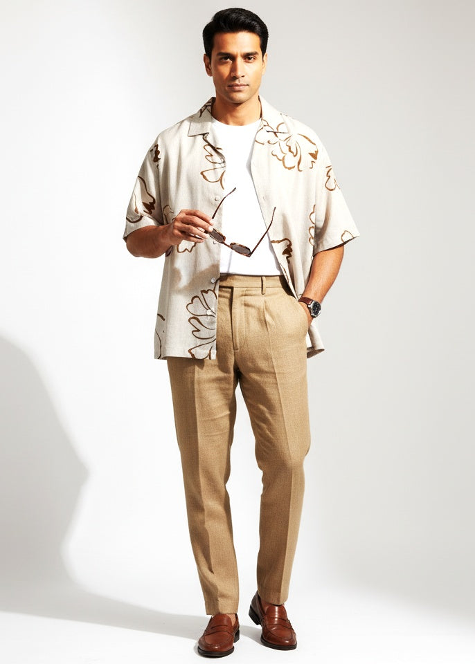 Sandwave Floral Outline Cuban Shirt