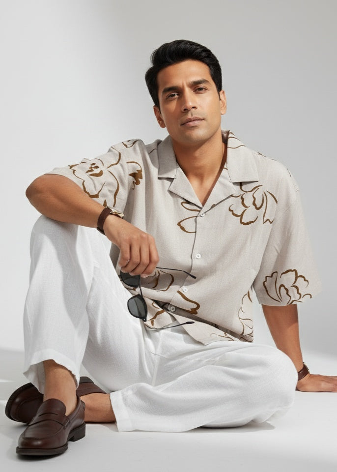 Men Classic Floral Printed Casual Shirt