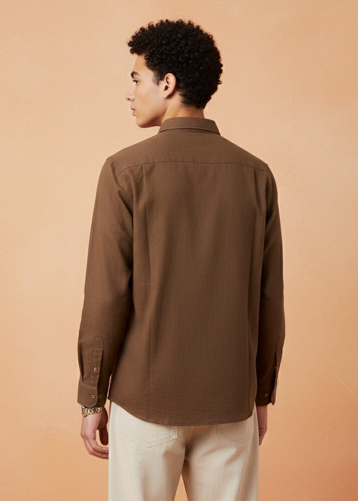 Men’s Solid Earth-Brown Shirt