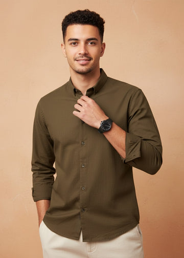 Men’s Solid Earth-Brown Shirt