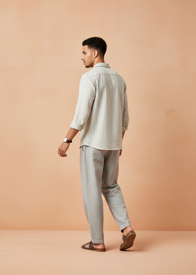 Cream & Beige Striped Men’s Shirt