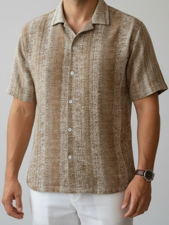 Men Brown Striped Printed Regular Fit Cotton Shirt