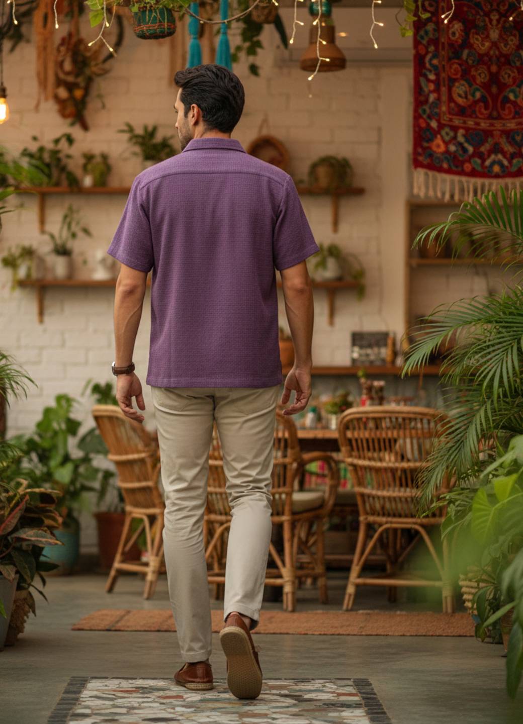 Men’s Classic Relaxed Fit Purple Resort Shirt