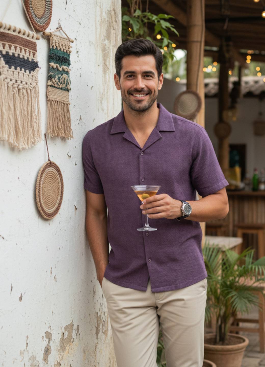 Men’s Classic Relaxed Fit Purple Resort Shirt