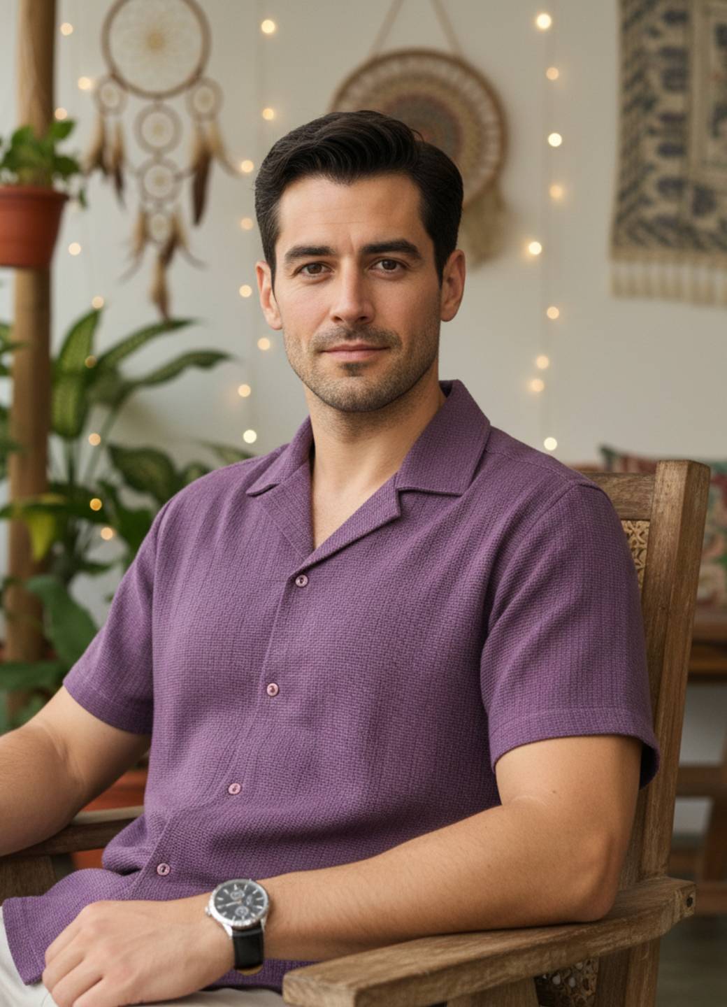 Men’s Classic Relaxed Fit Purple Resort Shirt