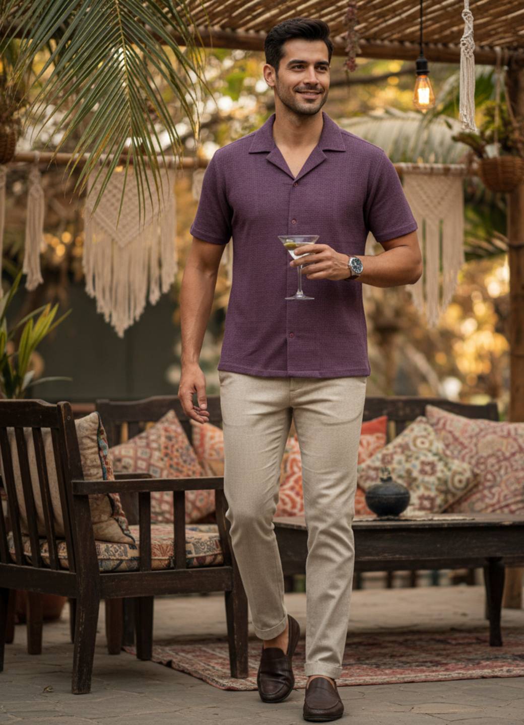 Men’s Classic Relaxed Fit Purple Resort Shirt