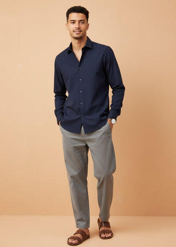 Men's Dark Navy Blue Full Sleeve Casual Shirt