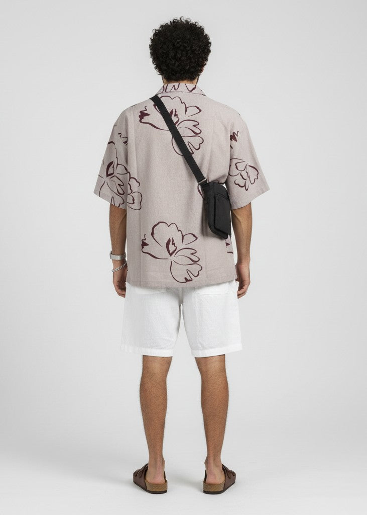 Men Mauve Floral Regular Fit Pure Cotton Shirt