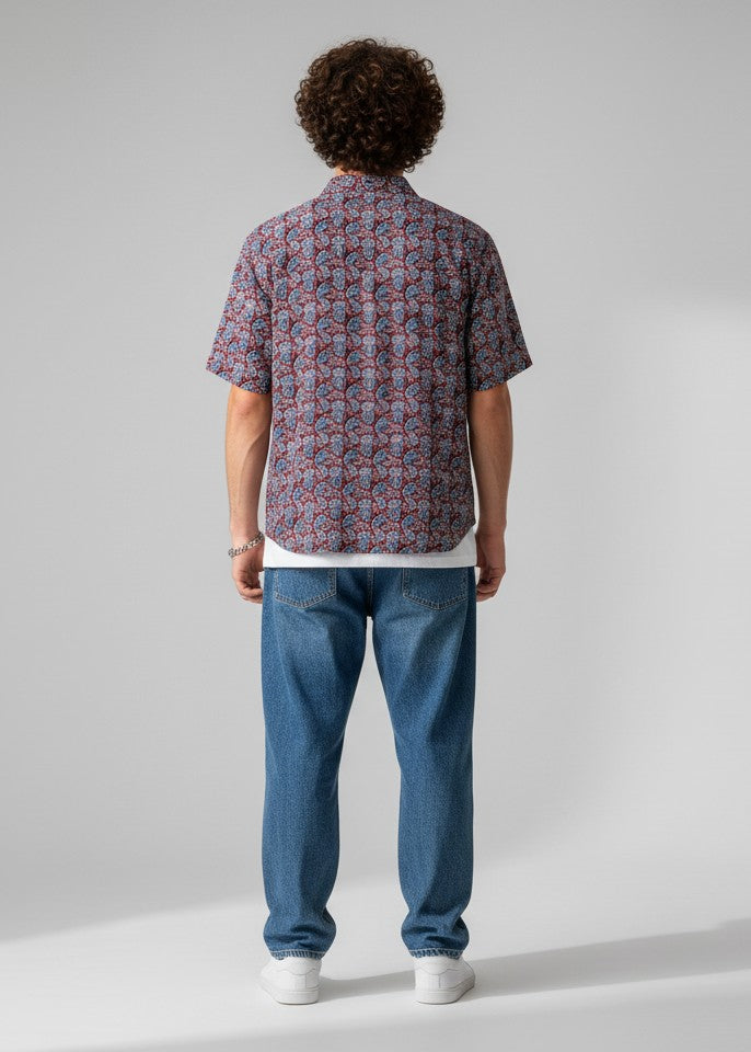 Men Maroon Ethnic Motifs Regular Fit Pure Cotton Shirt