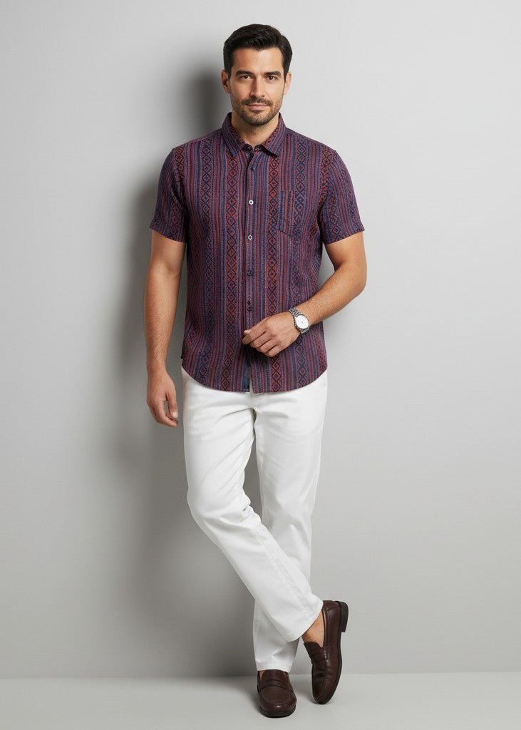 Men's Tribal Geometric Print Short Sleeve Shirt