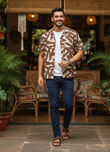 Men’s Tropical Abstract Print Resort Shirt