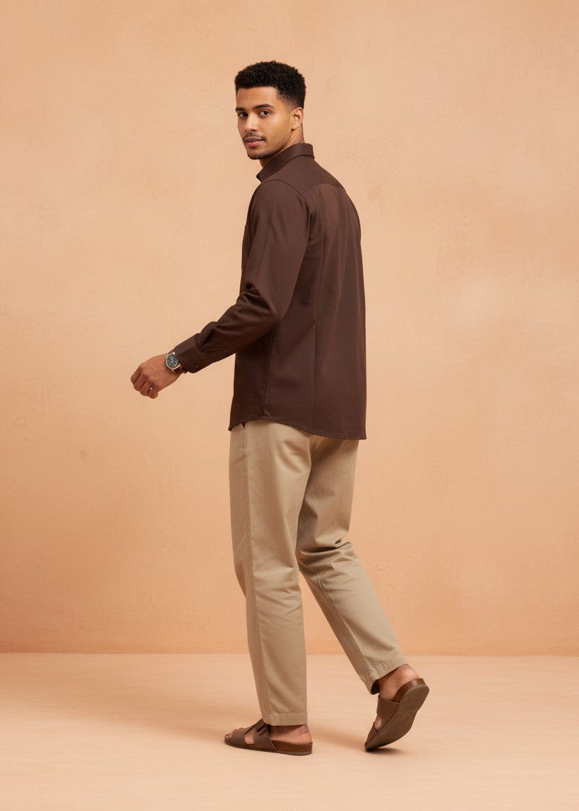 Men's Coffee Brown Full Sleeve Casual Shirt