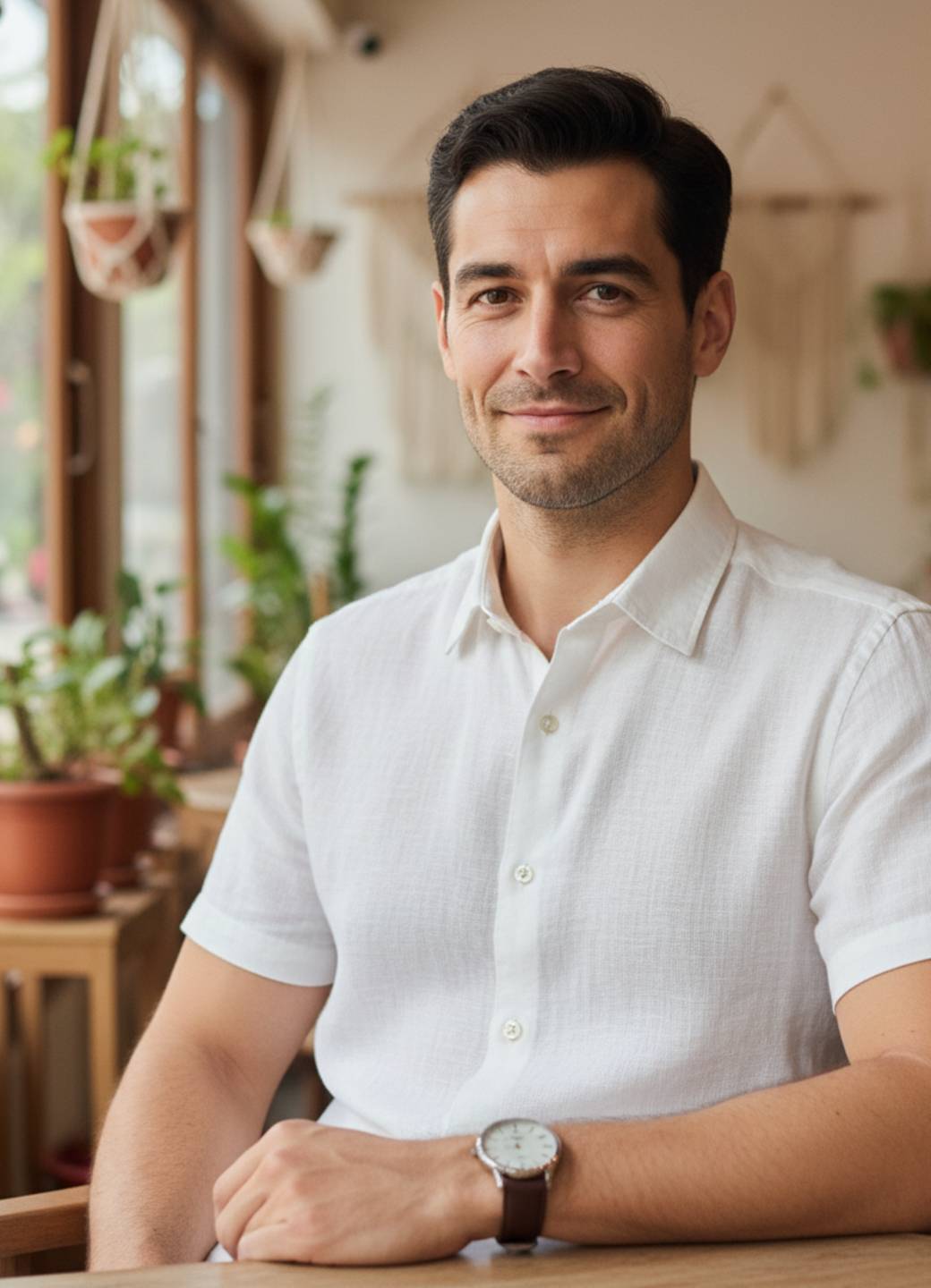 Men Off White Solid Regular Fit Cotton Shirt