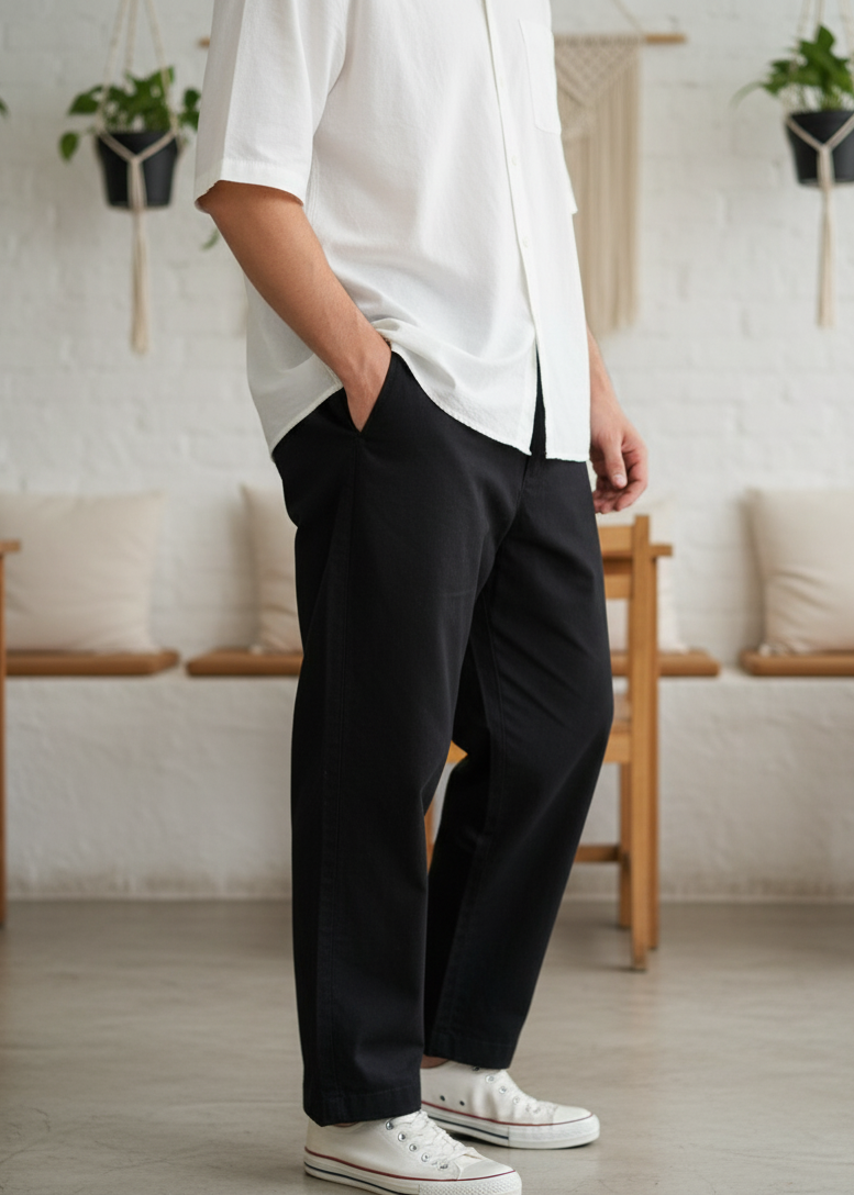 The Modern Essential Black Relaxed Fit Trousers