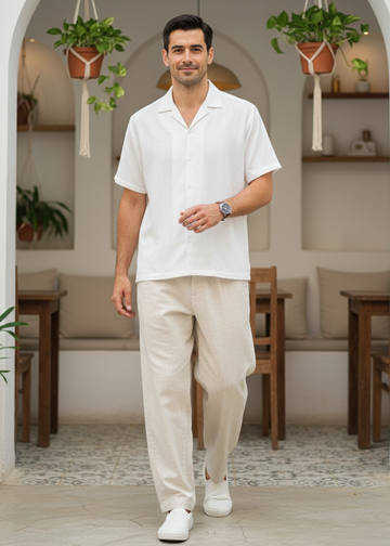Lightweight Linen-Look Relaxed Fit Trousers