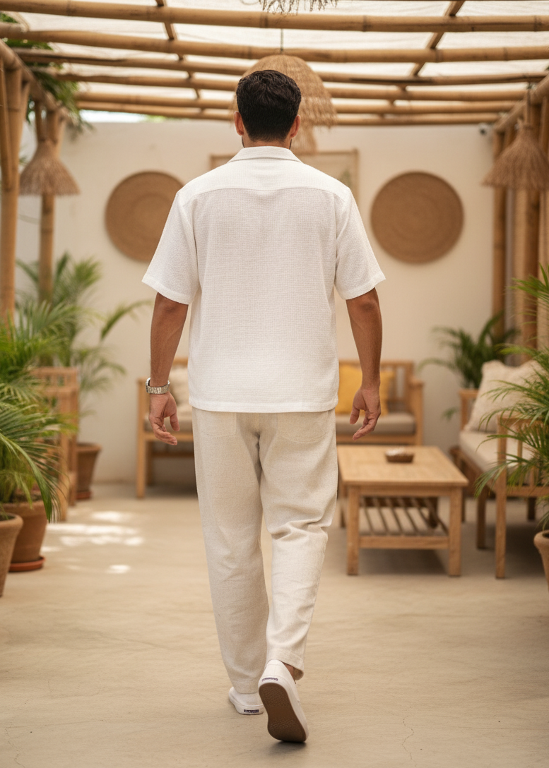 Lightweight Linen-Look Relaxed Fit Trousers